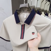 Fashionable men brand daily commuting striped polo shirt hot selling in summer embroidered lightweight and comfortable shorttop