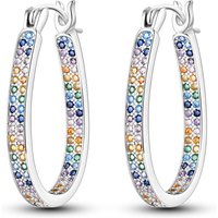 925 Sterling Silver Big Water Drop Colorful CZ Earrings For Women Bling Dangle Earrings Luxury Party Jewelry Gift