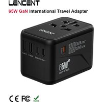 LENCENT 65W/100W GaN International Travel Adapter with 2USB 3 Type C GaN Fast Charging Adapter with EU AU US UK Plug for Travel image 4