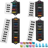4/6/8/10/12 Way Car Fuse Box Car Fuse Holder Car Truck Auto Blade Fuse Box with Fuses for 12V 24V ATO Standard Circuit