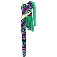 Kids Girls Halloween Theme Party Caveman Primitive Tribe Costume One Shoulder Cavegirl Gymnastics Ballet Dance Leotard Jumpsuit