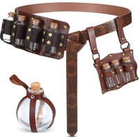 Medieval Costume Accessories Kit Dark Magic Cork Bottle With Leather Holder Waist Belt Potion Bottle for Renaissance Faires LARP Cosplay Costume Party