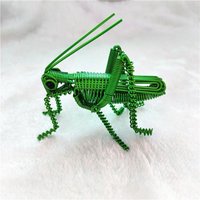 Unique Adorable Handmade Aluminum Wire Grasshopper Decoration for Desk Shelf Display