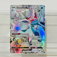 Pokemon English Version Glaceon Vmax 041/203 DIY Holographic Foil Texture Card, Perfect Condition Premium Anime Collection Card