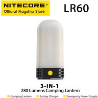 NITECORE LR60 Camping Light Emergency Power Supply 280 Lumen USB-C Rechargeable Portable LED Lantern Battery Charger For Camping