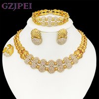 latest Italian Ladies Fine Jewelry Sets Gold Color Women Necklace Earrings African Big Jewelry Wedding Party Gift