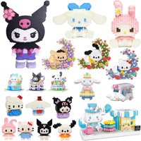 Sanrio Series Building Blocks Hello Kitty Cinnamoroll for Children's My Melody Puzzle Toys Kuromi Birthday Gifts Pochacco
