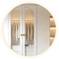 Bathroom Mirror, Auto-Off Anti-Fog Round Backlit Bathroom Mirror With Lights, 3 Color Changing Memory Function LED Smart Mirror