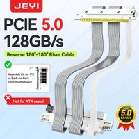 JEYI PCIe 5.0 X16 Riser Cable 180° to 180° Dual Reverse GPU Extension Cable 128Gbps High-Speed Shielded EMI Design for ITX Cases
