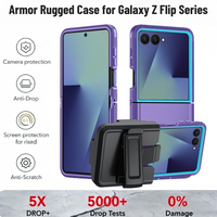Heavy Armor Hybrid Rugged OTT-BOX Case For Samsung Galaxy Z Flip 7 6 5 Rotable Belt Clip Defender Enhanced Shockproof Back Cover