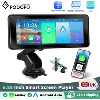Podofo Wireless Carplay Android Auto Portable Digital Dashboard 6.86 Inch Universal Smart Player Aiplay BT FM RDS