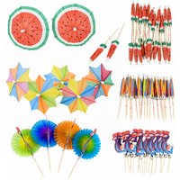 20/30/50pcs Creative Paper Umbrella Cake Topper Cocktail Parasols Drink Fruit Picks Wedding Birthday Party Home Decor Supplies