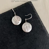 Hengsheng 12-14mm Big Button Baroque Freshwater Pearl Drop Earrings for Women 925 Sterling Silver Earrings Jewelry Gift 2025 New