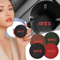 Leather Slot Non-slip Coaster Mat Car Cup Holder Pad Emblem For VW GTI Golf-6 7 4 5 POLO Passat B5 B6 B7 T4 T5 Tiguan Jetta Gol