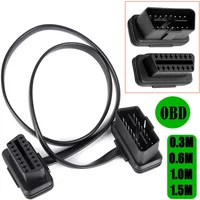 30/60/100/150CM Flat and Thin OBD2 16-pin Extender Male To Female OBD 16-pin Adapter Elbow ELM327 Automotive Detection Cable