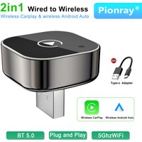 2026 Pionray 2-in-1 Wireless CarPlay Dongle & Wireless Android Auto Adapter - Instant Upgrade for Wired CarPlay