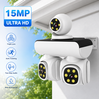 15MP WLAN-Überwachungskamera mit drei Objektiven, PTZ-IP-Kamera für den Außenbereich, Panoramablick, Personenerkennung, CCTV-Videoüberwachung für die Sicherheit zu Hause, Hof, Garage, Haustür,