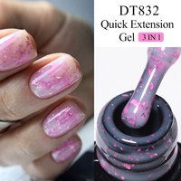 MEET ACROSS 7ml Pink Glitter Quick Extension Gel Nail Polish For Nails Pink Gold Red Foils Effect Semi Permanent UV Gel Nail Art