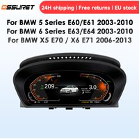 Car Digital Dashboard For BMW 5 Series E60/E61 For BMW 6 Series E63/E64 For BMW X5 E70 / X6 E71 Carplay Android Auto LCD Speedometer Style Instrument Panel Speedometer Cockpit