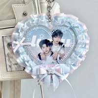 Custom Idol Keychain Photo Name Keychain Kpop Fan Support Keychain Handmade Bag Charm Pink Blue Kawaii Lace Decoration