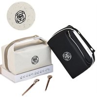 Waterproof Camellia Canvas Makeup Bag Handheld Portable Travel Large Capacity Toiletries Cosmetics Skincare Storage