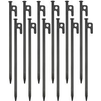 12 Pack Heavy Duty Steel Tent Stakes 8/12/16 Inch Unbreakable & Inflexible Metal Pegs for Camping