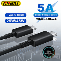 NNBILI Dual Type C Super Fast Charge PD45W Cable for Samsung S24 S25 S26 Plus Note10 20 Ultra A54 A55 Quick Charging Data Cable