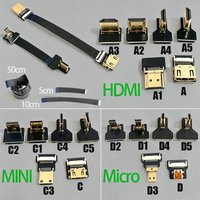 1PCS Ribbon Flat FPV HDMI-compatible-Cable Micro HD To Mini HDMI-compatible 90 Degree Adapter 5cm-50cm Plug Connector