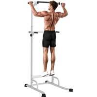 SPORTNOW Barra de Dominadas Altura Regulable Estación de Fondos Resistente para Gimnasio en Casa Entrenamiento de Fuerza Blanco