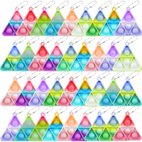 10/20/30 Pcs Triangle Mini Pop Keychain Sensory Fidget Toy for Kids Bulk Pack Kids Birthday Party Favors Classroom Prizes
