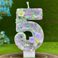 Number Cake Candle Butterflies Flowers Birthday Candle 1 2 3 4 5 6 7 8 9 3D Number Candle Cake Topper Party Cake Birthday Decor