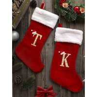 New Creative Alphabet Christmas Stocking Gift Bag Christmas Tree Decoration Hanging Ornament For Home Holiday Party Decoration