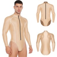Men Daily Casual Singlet Bodybuilding Bodysuit Long Sleeve Stretchy Rash Guard Diving Swimsuit Beach Surfing Swimming Costumes