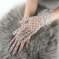1/2/3/4Pairs Tulle Mesh Full Finger Sheers Driving Stretchy Lace Gloves Women Lace Gloves Korean Style Polka Dot Gloves