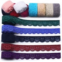 5 Yards 1" 2.5cm Wide Elastic Lace Trim 14 Colors Lace Ribbon Flower Edge Trimming for Sewing Craft Wedding Party Decor Clothes
