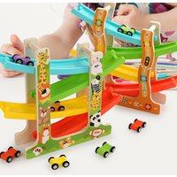 Wooden Race Track Car Toy, Colorful Race Track Car Toy, Montessori Educational Toy for Kids, Perfect Gift for Holiday & Birthday