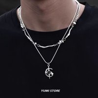 Titanium Steel Double-layer Moon Star Necklace Luxury Clavicle Chain Hip Hop Non Fading Couple Jewelry New Unisex Punk Gift