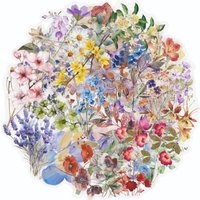 50Pcs Flower Stickers Natural Plants Decoration Mobile Phone Case Notebook Stationary DIY Transparent Waterproof Stickers Gift