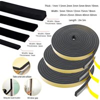 1 roll 2-10m anti-collision sealing strip, foam insulating tape 1-10mm thick and 5-40mm wide EVA black sponge foam rubber tape
