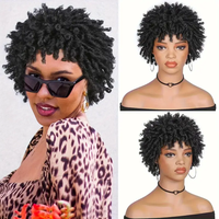 3inch Short Dreadlocks Wigs Pixie Cut Synthetic Afro Twists Wig Faux Locs Braided Wigs with Clips In for Black Women and Men