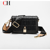 CH Crossbody Bag For Women Luxury Monogram Leather Handbag Fashion Wide Strap Shoulder Bag Elegant Lock Flap Bag For Daily Use