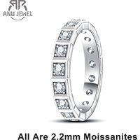 AnuJewel 2.2mm D Color Moissanite Princess Eternity Band Ring 925 Sterling Silver Wedding Band For Women Jewelry Wholesale