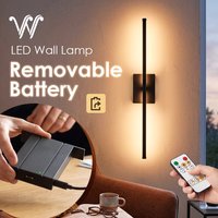 Removable Rechargeable Battery LED Wall Lamp 60cm Dimming Interior Wall Light 360° Rotate with Remote Home Wireless Lighting