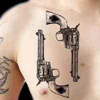 Revolver Pistol Tattoo Stickers for Woman Man Arm Temporary Tattoos Waterproof Sexy Handgun Fake Tattoo Lasting Tattoo Sticker
