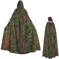 Splintertarn German WW2 Camouflage Army Military Camo Long Hooded Cloak Witch Medieval Costume Cosplay Cape HalloweenCoat