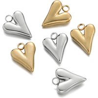 5pcs/lot Stainless Steel Heart Shape Charms Pendants for Handmade DIY Jewelry Necklace Earring Making Accessories