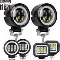 Feux antibrouillard LED, feux de jour, feux tout-terrain, phares LED 3'' 20W, lampes halo pour moto, Jeep, ATV, SUV, 12V 24V, faisceaux de travail