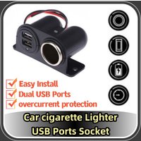 USB Ports Socket DC 5V 3.1A Dual USB Built-In Car Camper Adapter Cigarette Lighter Multi Plug Charger Port Socket Car Accessory