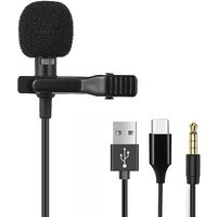 Portable Mini Lavalier Microphone Metal Clip Lapel Mic Wired 3.5mm/Type-C/USB For Mobile Phone Laptop DSLR Camera Lound Speaker