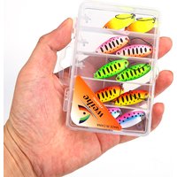 WEIHE 10pcs Single Hook Spoon Lure Set, 5 Colors, Fishing Lures for Bass & Freshwater Fishing